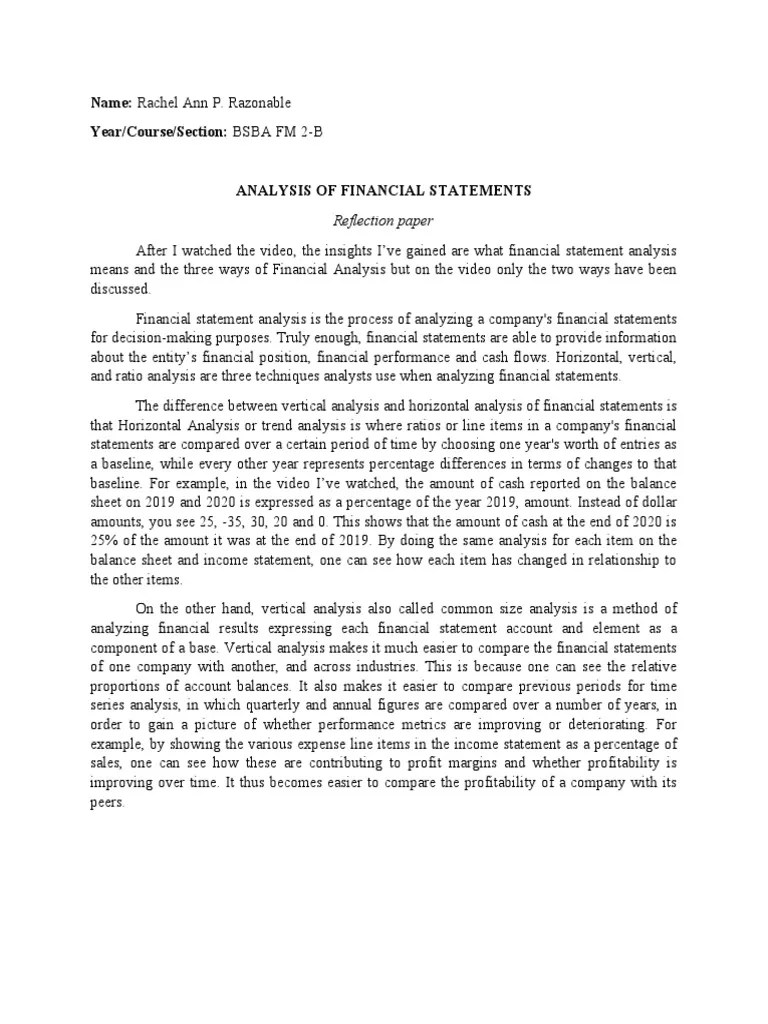Analysis Of Financial Statement | PDF | Financial Statement Analysis ...