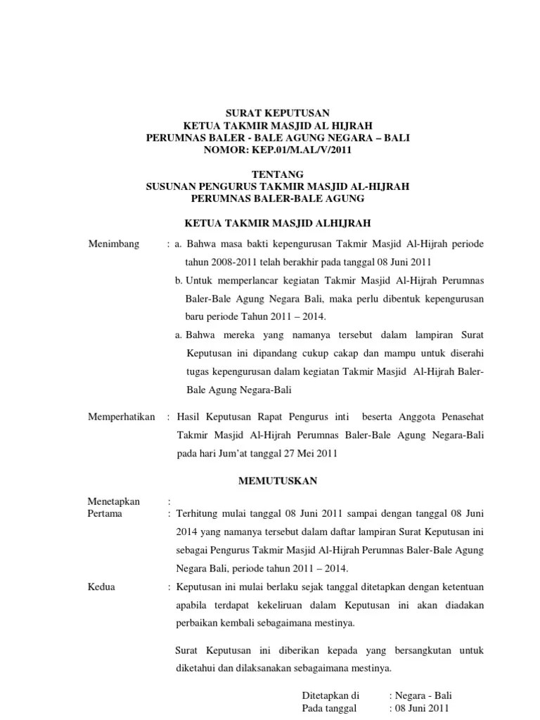 Contoh Sk Imam Masjid Cara Golden