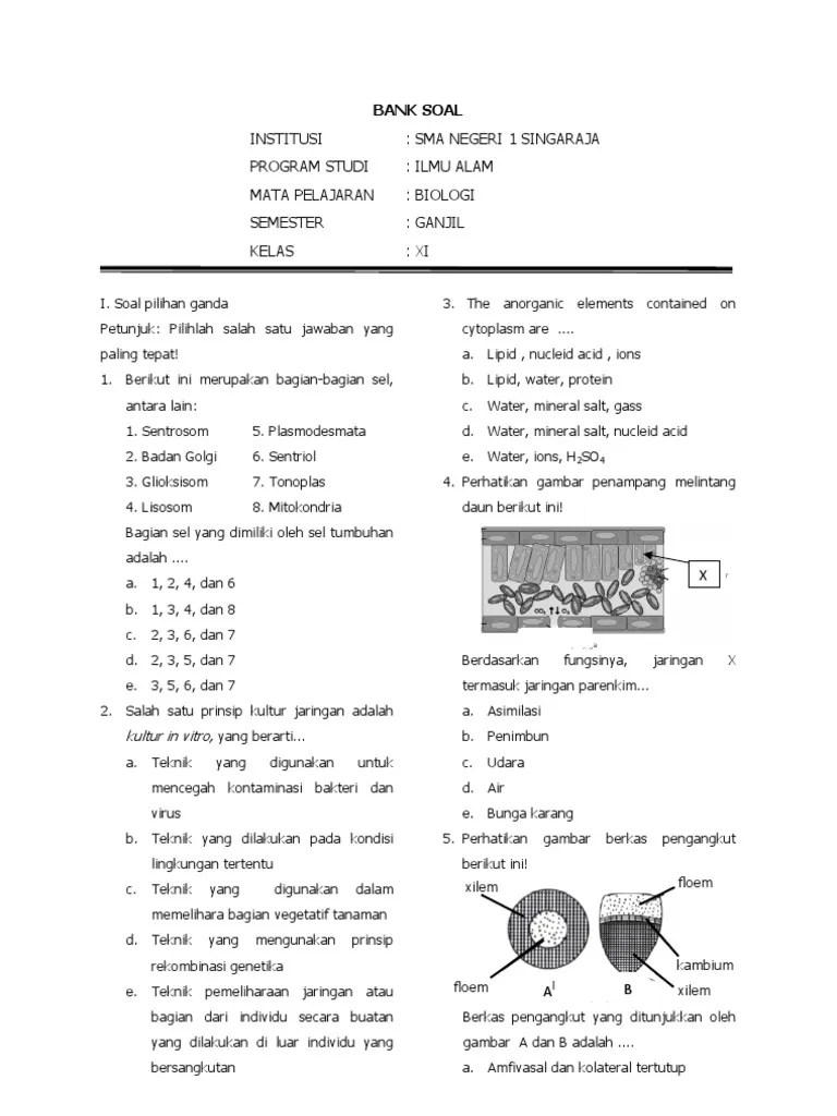 Soal Ukk Biologi Essay Kls X Jawabanku Id 021 871 7006 fax.