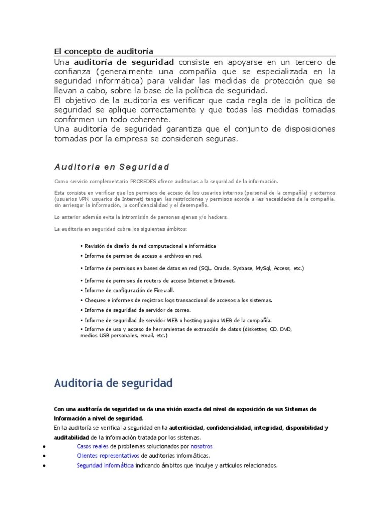 Auditoría De Seguridad De Sistemas De Información | PDF | Auditoría | Seguridad
