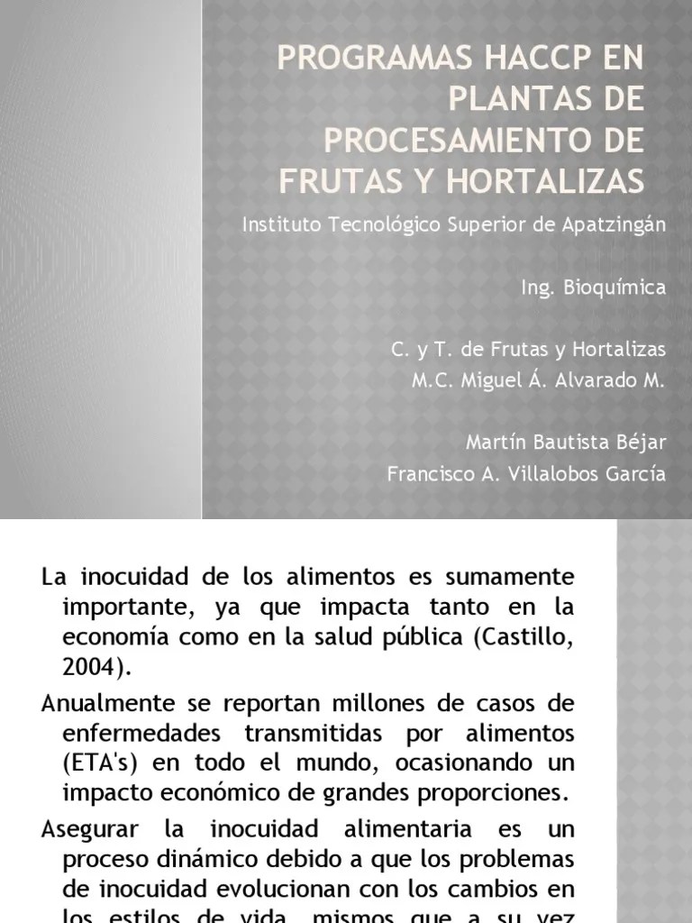 Haccp En Frutas Y Hortalizas | PDF | Análisis De Riesgo Y Puntos ...