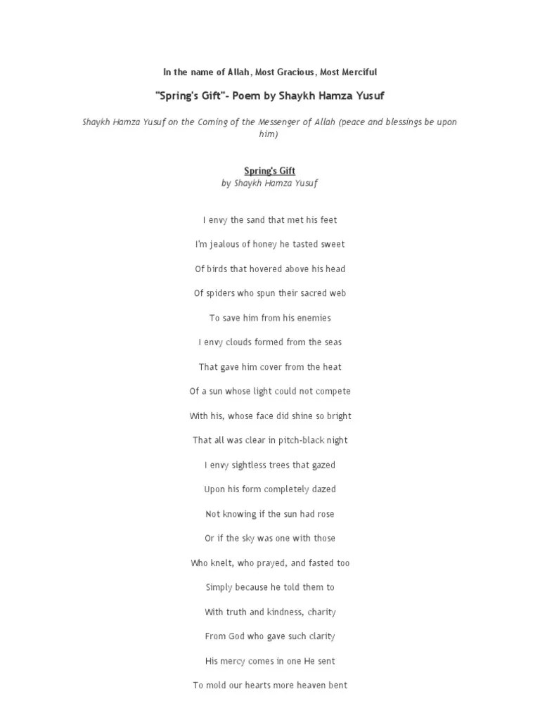 Springs Gift - Shaykh Hamza Yusuf | PDF | Envy | Religious Belief And Doctrine