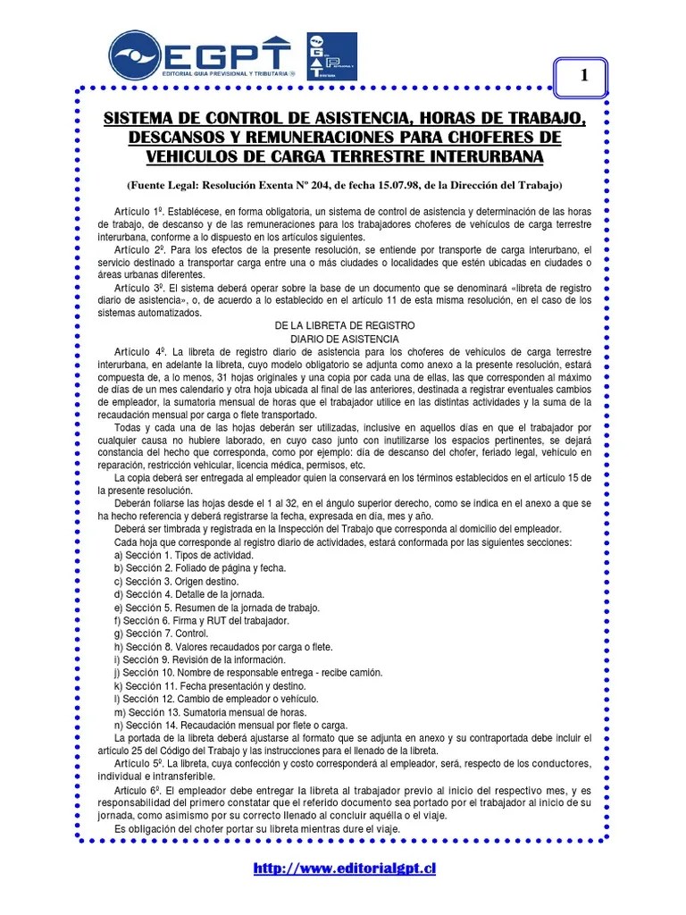 Sistema De Control De Asistencia, Horas De Trabajo, Descansos Y Remuneraciones Para Choferes De ...