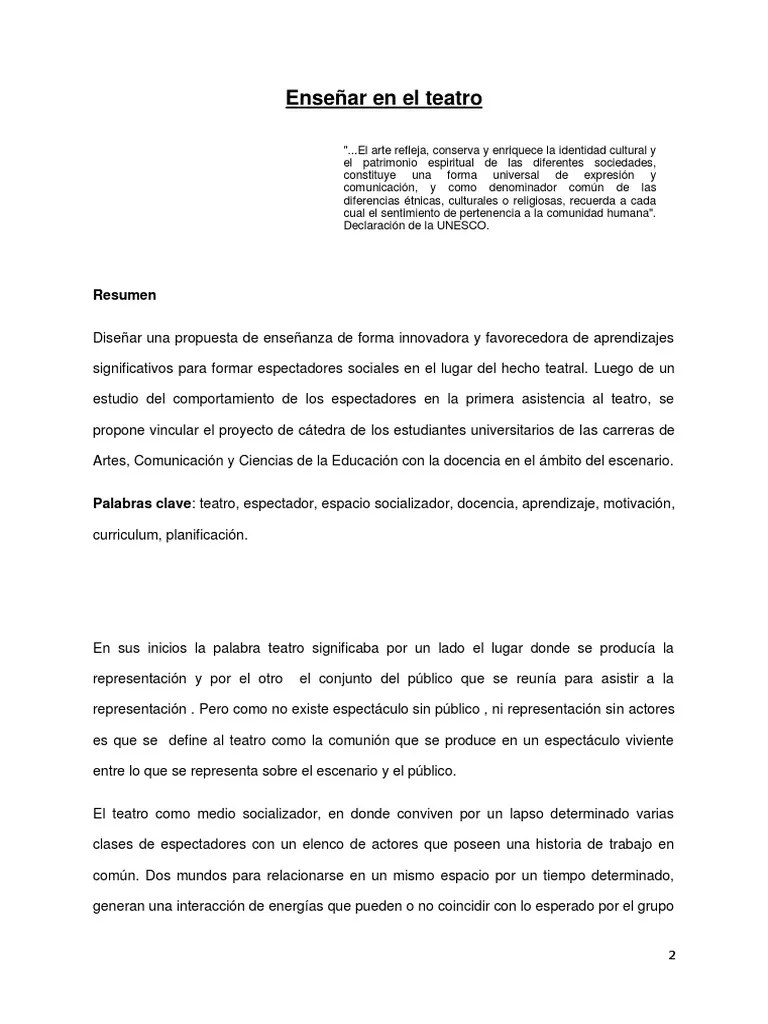 Enseñar En El Teatro | PDF | Teatro | Comunicación