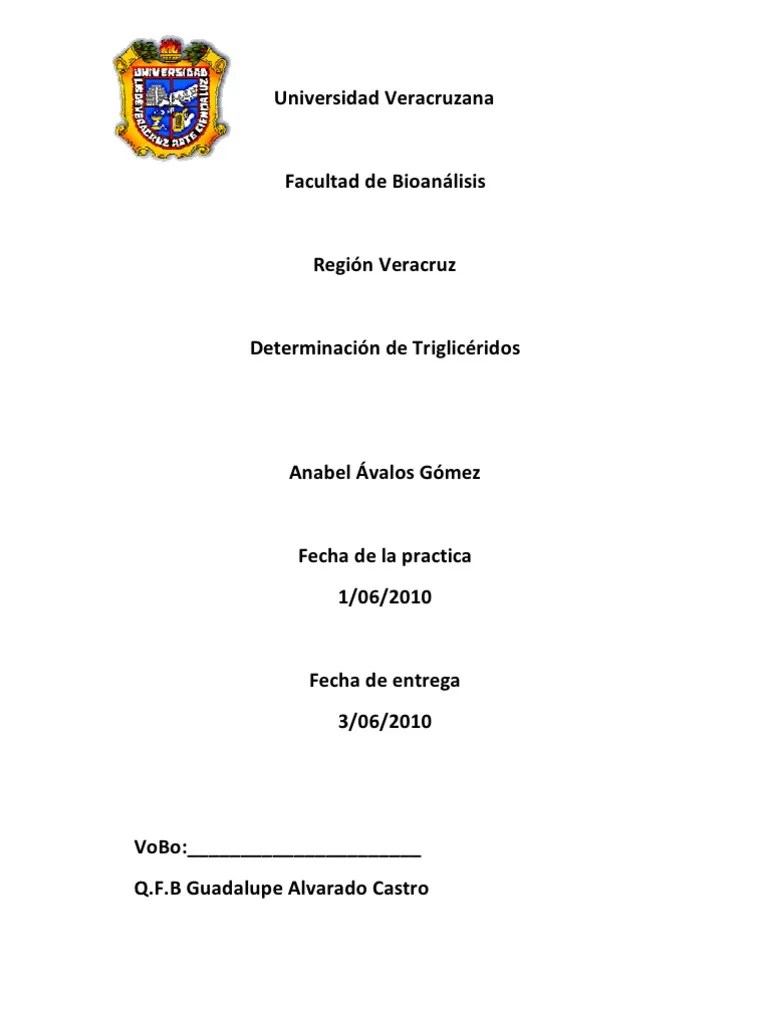 Determinacion De Trigliceridos #6 | PDF | Triglicéridos | Glicerol