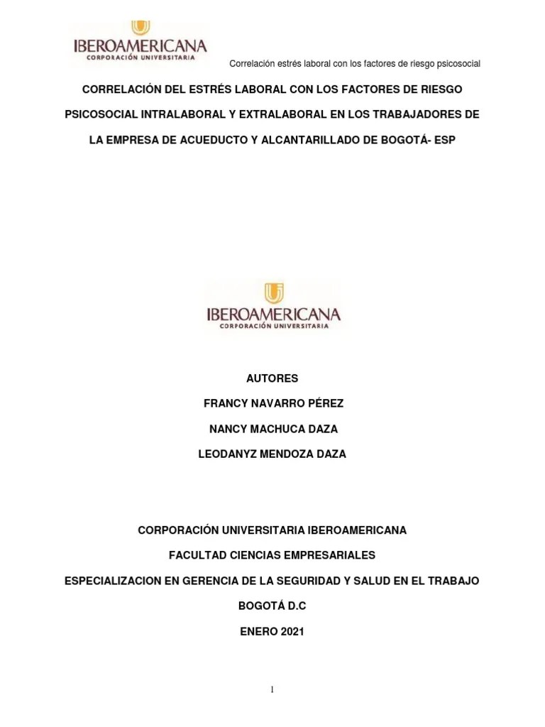 Correlación Estrés Laboral Con Los Factores De Riesgo Psicosocial | PDF | Estrés (biología ...