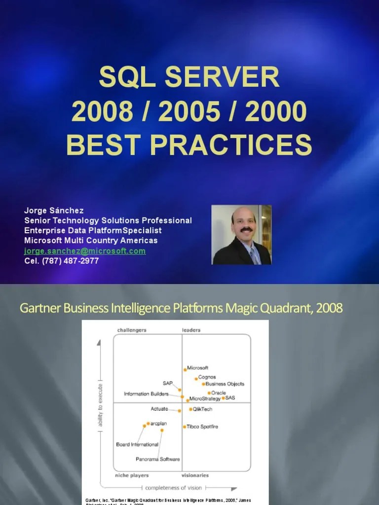 JSanchez - SQL Server Best Practices | PDF | Microsoft Sql Server ...