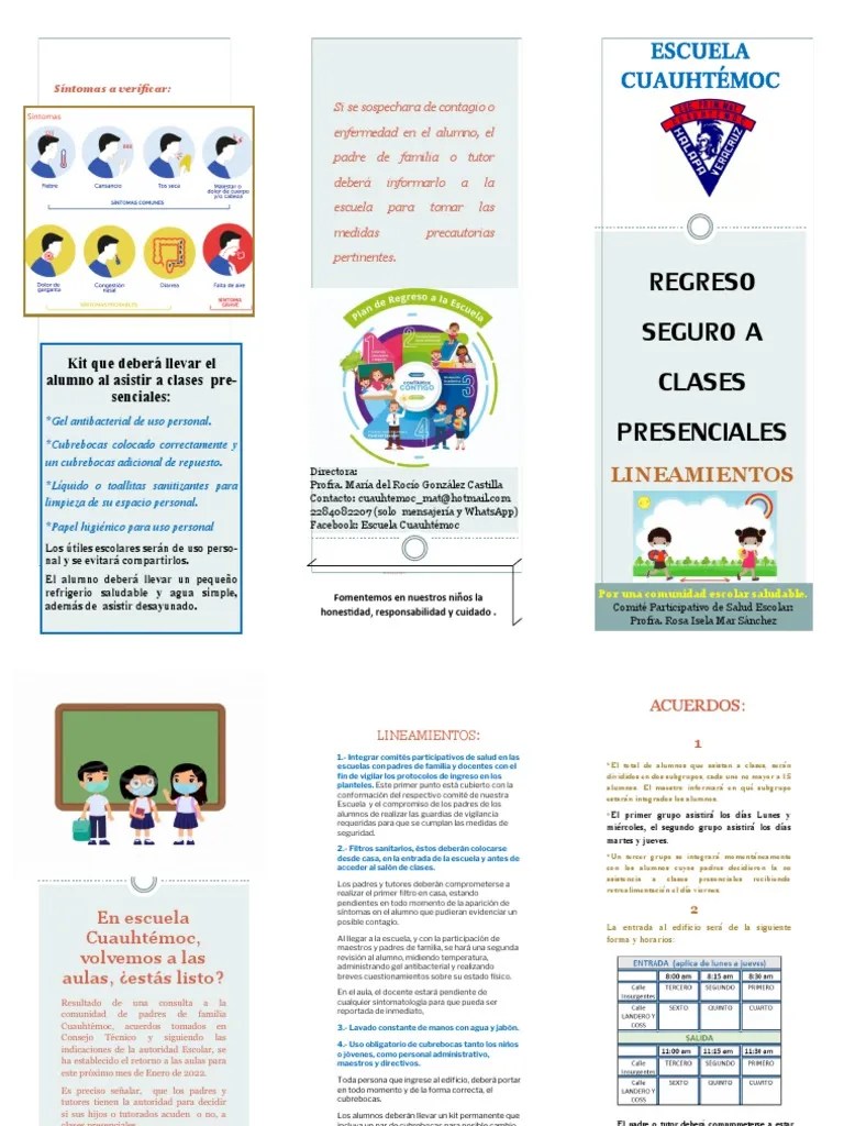 Triptico Regreso Seguro A Clases | PDF