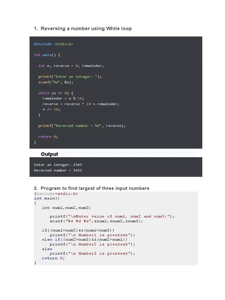 Reversing A Number Using While Loop | PDF | Teaching Methods & Materials