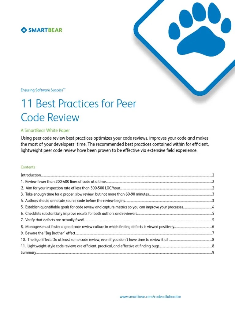 11 Best Practices For Peer Code Review | PDF | Business