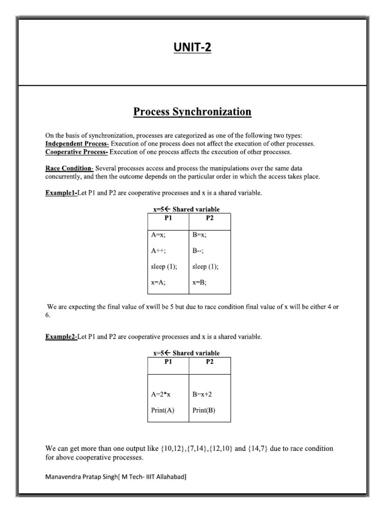Unit-2-Process Synchronization | PDF