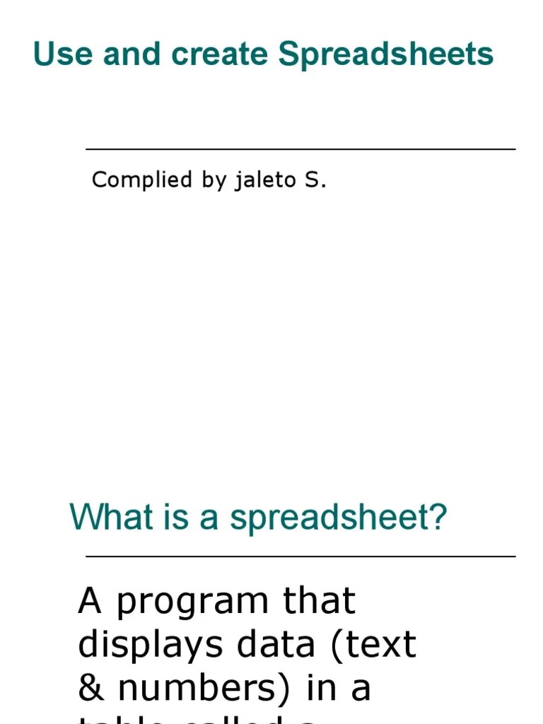 Use And Create Spreadsheet | PDF | Spreadsheet | Microsoft Excel