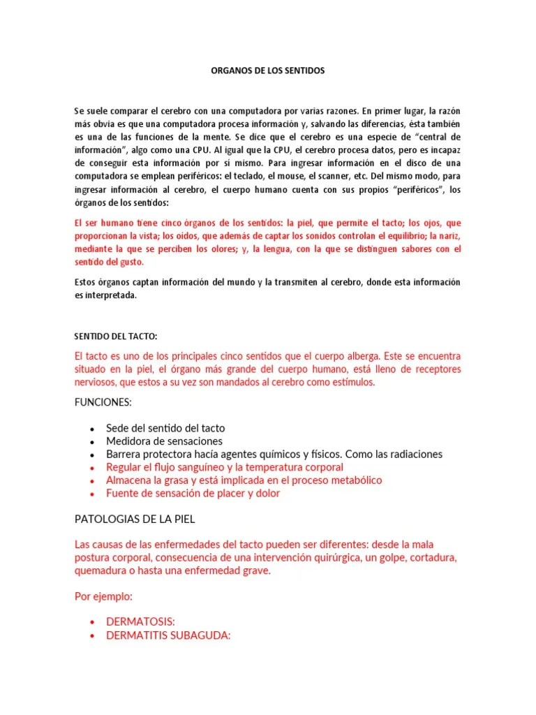 ORGANOS DE LOS SENTIDOS Exposicion | PDF | Cáncer | Piel