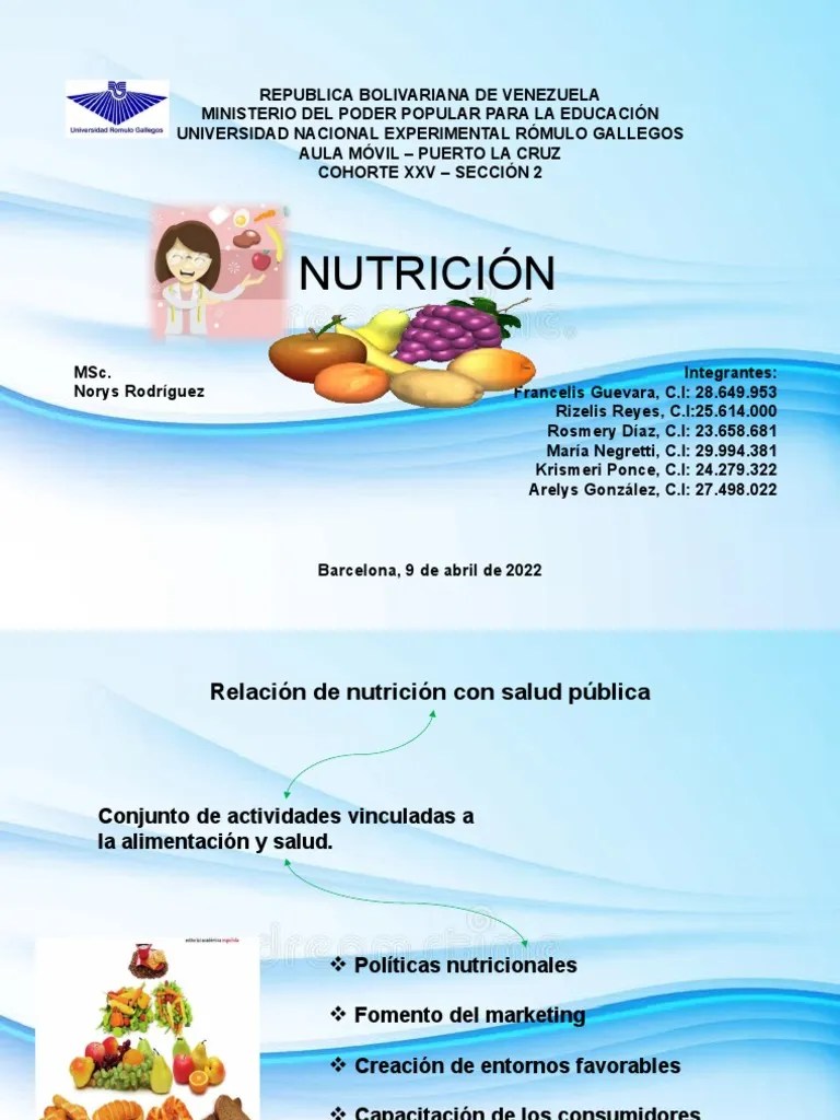 Diapositivas De Nutricion - 021330 | Descargar Gratis PDF | Nutrición | Dieta Y Nutrición