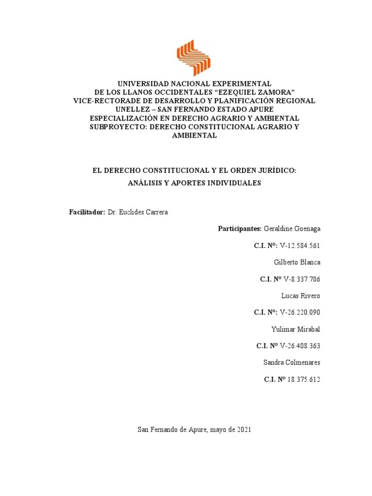 El Derecho Constitucional Y El Orden Jurídico | PDF | Ley Constitucional | Constitución