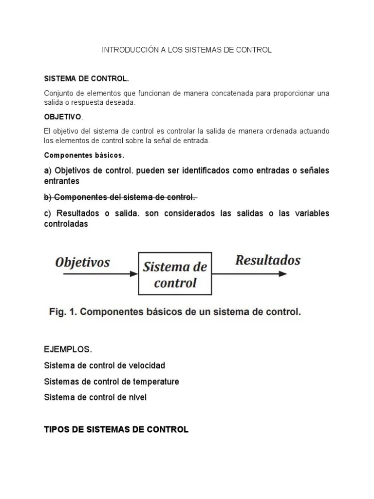 Introducción A Los Sistemas De Control | PDF | Sistema De Control ...