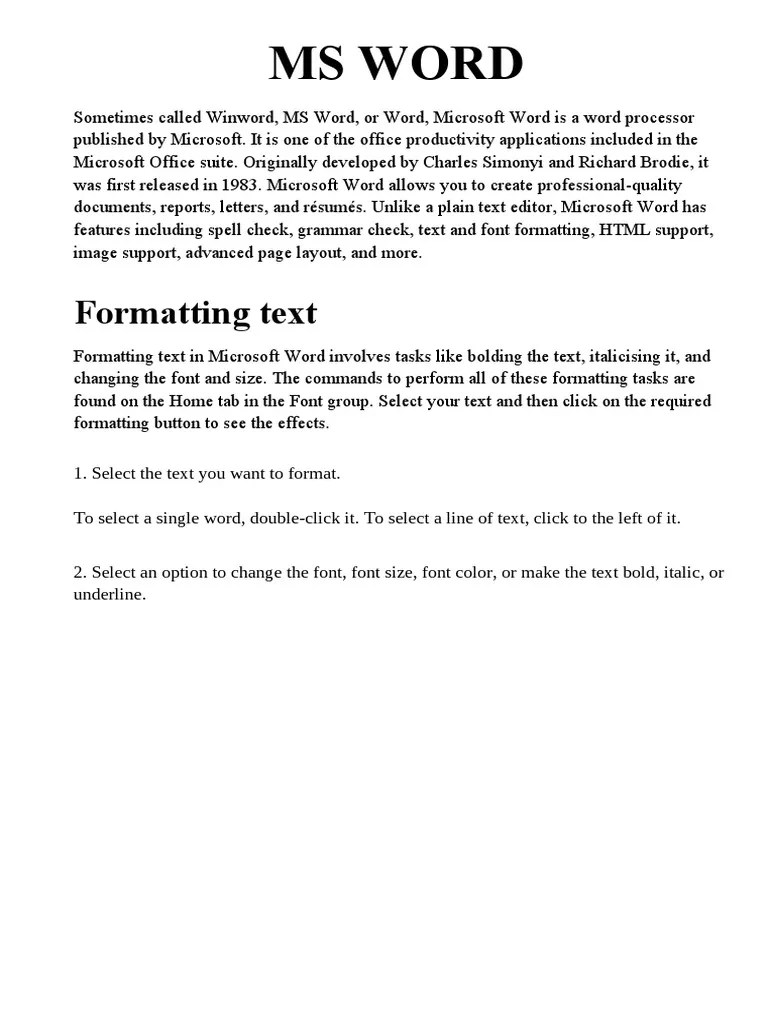 Mastering Microsoft Word: A Comprehensive Guide To Formatting Text ...