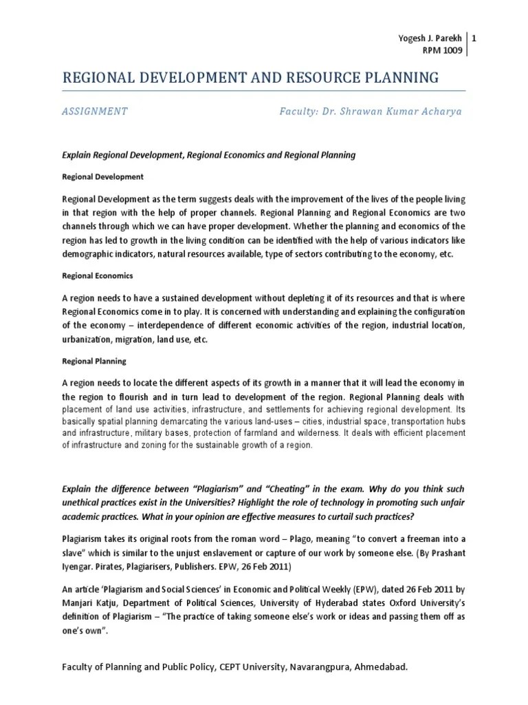 Regional Development And Resource Planning | PDF | Plagiarism | Infrastructure