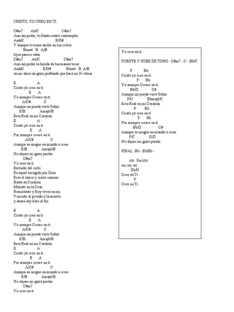 CRISTO Yo Creo En Ti Acordes | PDF | Cristo (título) | Creencia Religiosa Y Doctrina