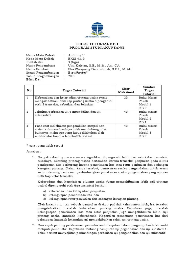 Tugas Tutorial Ke-1 Auditing 2 | PDF