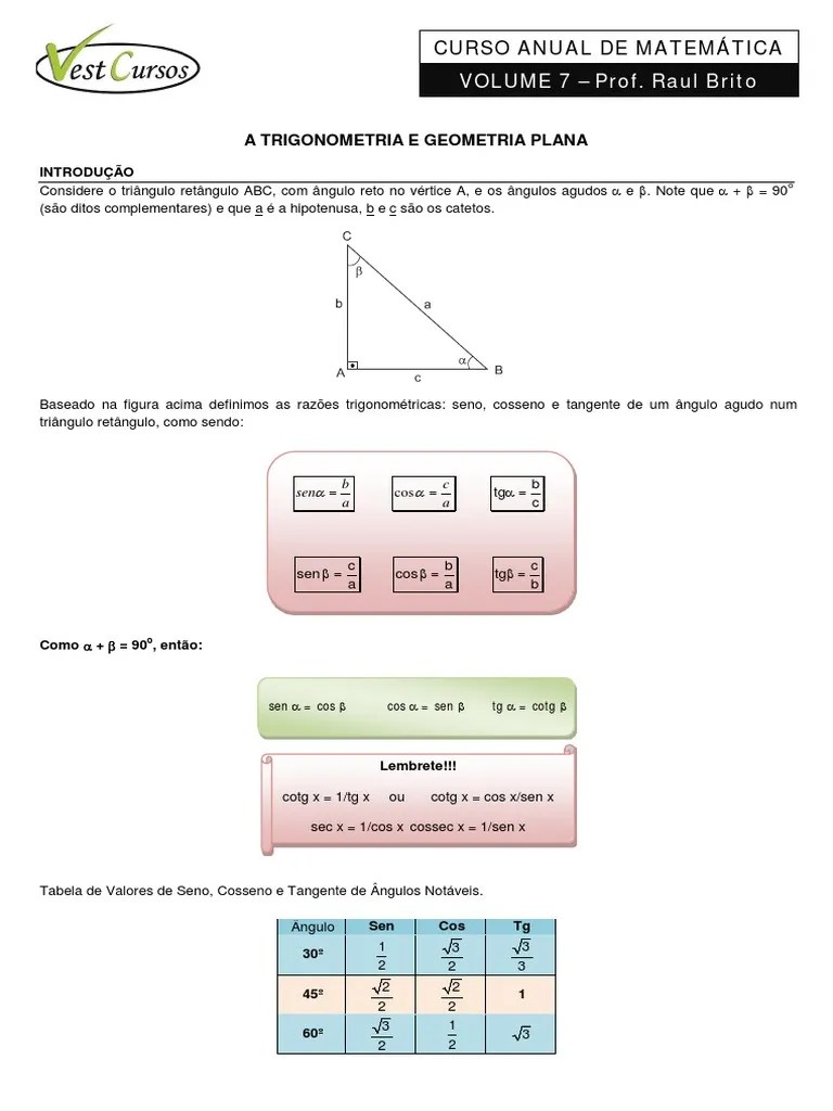 Aula 7 - Geometria 1 | Download Grátis PDF | Triângulo | Geometria Euclidiana