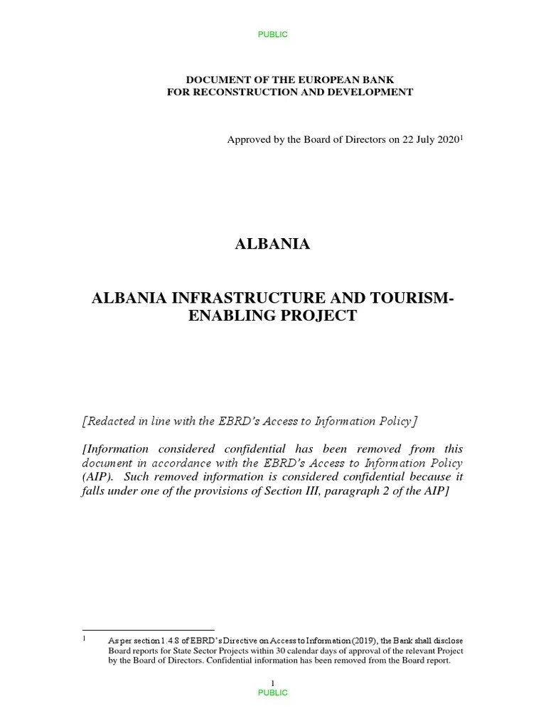 Albania Infrastructure And Tourism-Enabling Project Board Report (Final ...