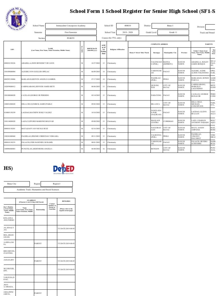 School Form 1 (SF 1) | PDF