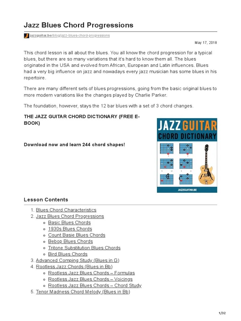 Jazz-Blues Chord Progressions | PDF | Chord (Music) | Jazz