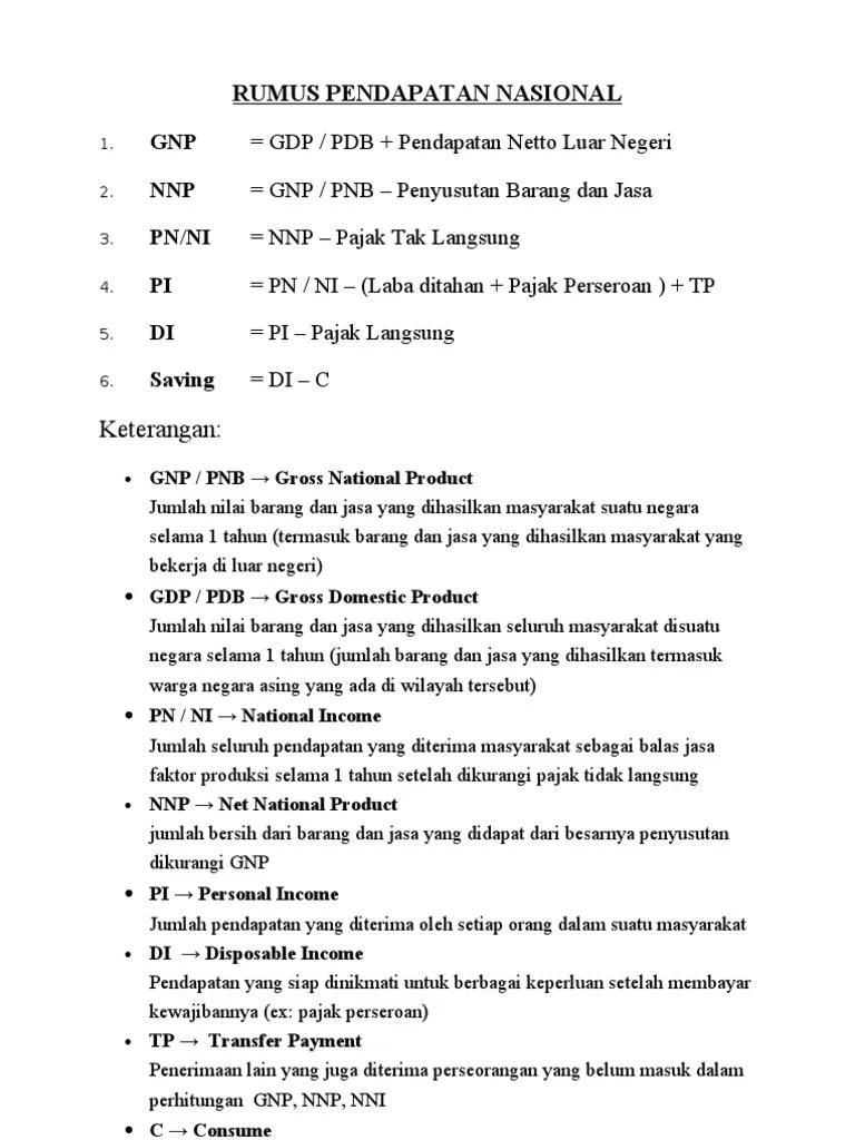 Rumus Pendapatan Nasional | PDF