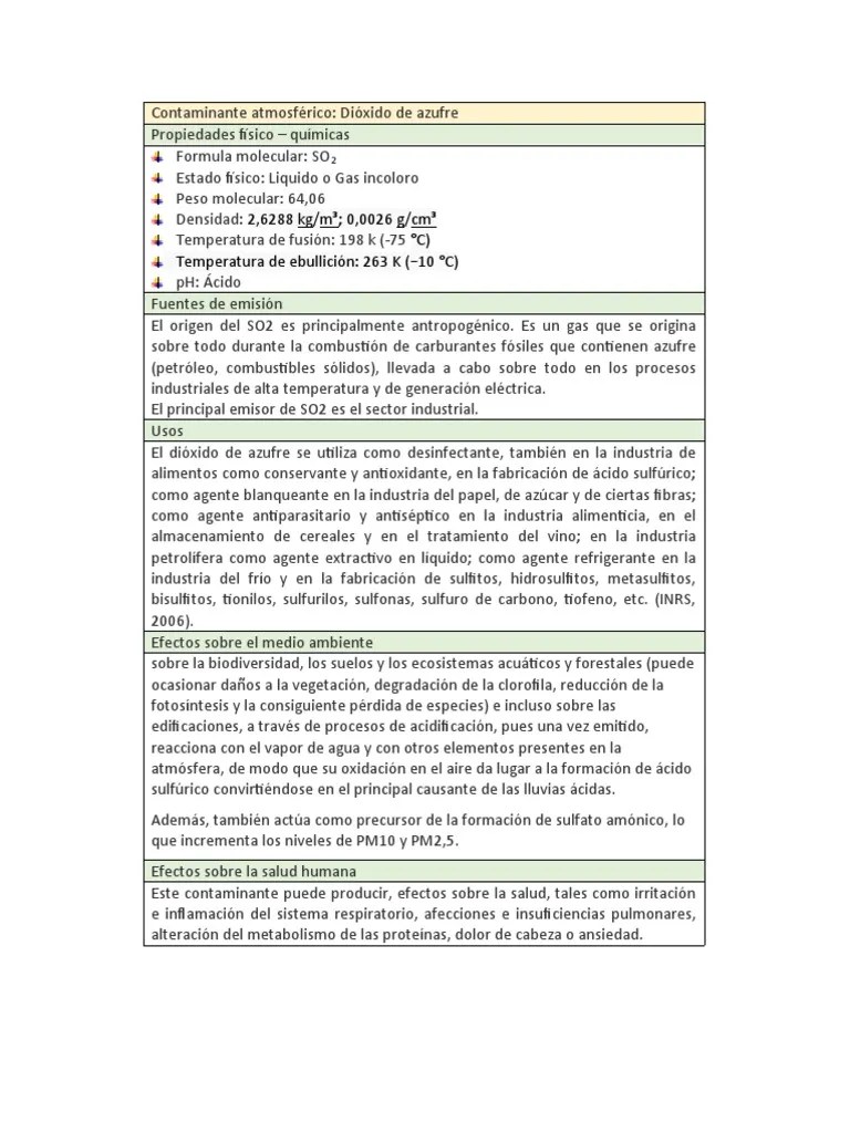 Dioxido De Azufre | PDF