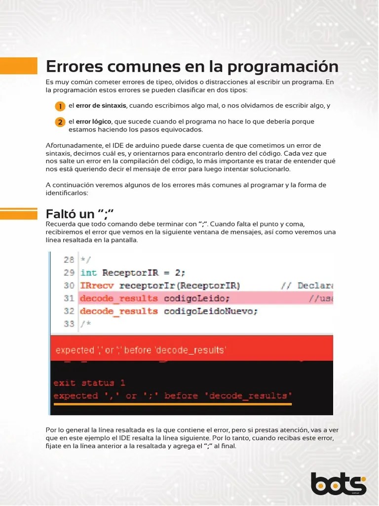 Errores Comunes En La Programación | PDF | Lenguaje De Programación ...
