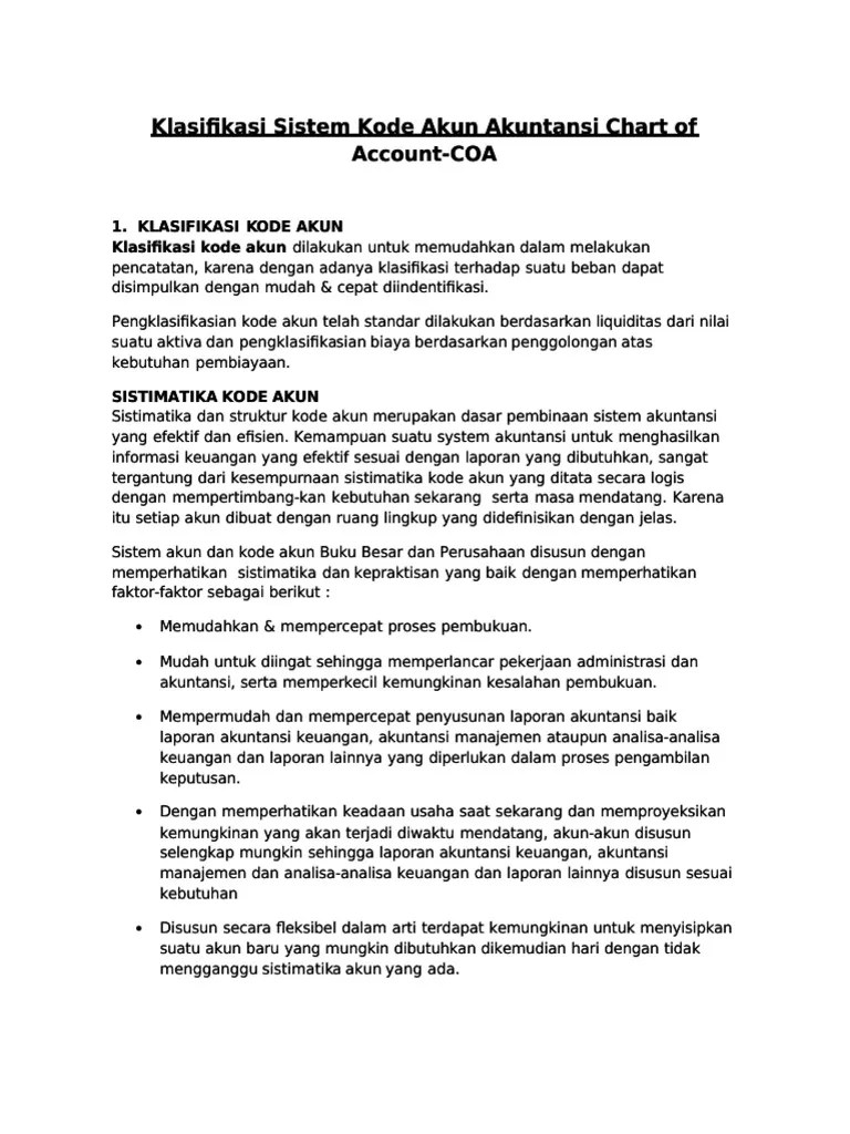 Chart Of Account Coa | PDF
