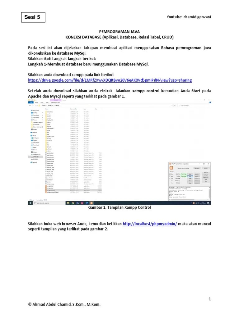 Pemrograman Java-Koneksi Database (Aplikasi, Database, Relasi Tabel, Crud) | PDF