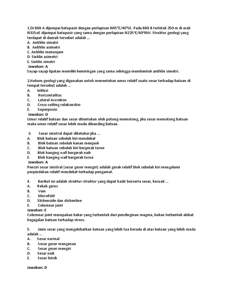 Soal Dan Jawaban Geologi Struktur Pdf