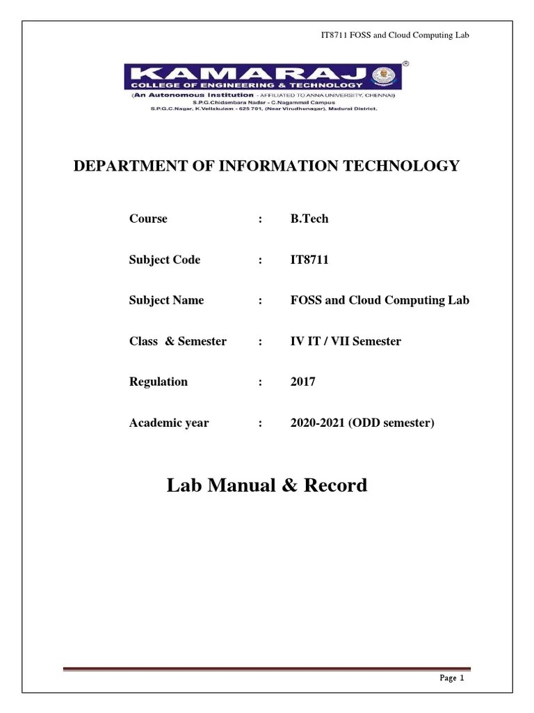 Cloud Computing Lab Manual | PDF | Engineering | Version Control