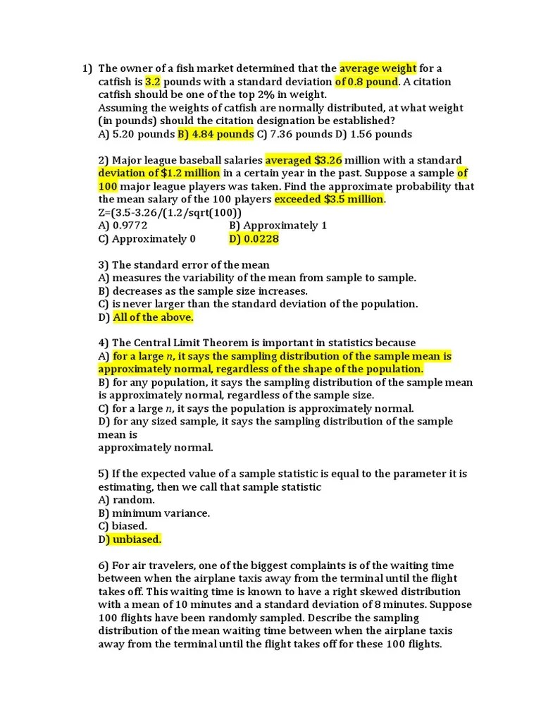 Midterm Statistic | PDF | Sampling (Statistics) | Confidence Interval