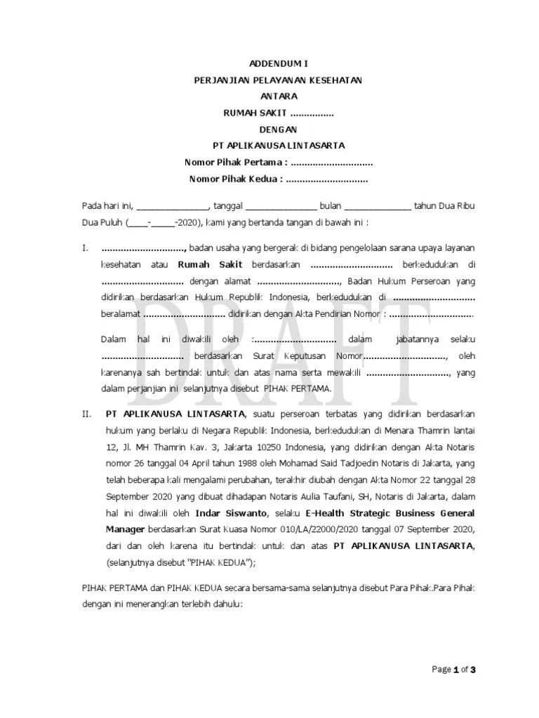 2020 11 05-InS-Draft Addendum Perpanjangan PKS | PDF