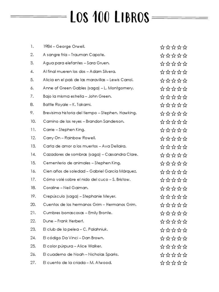 Los 100 Libros | PDF | Novelistas | Escritores