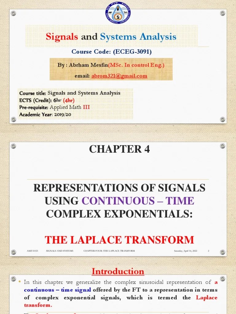 Analysis Of Signals And Systems Using The Laplace Transform | PDF ...