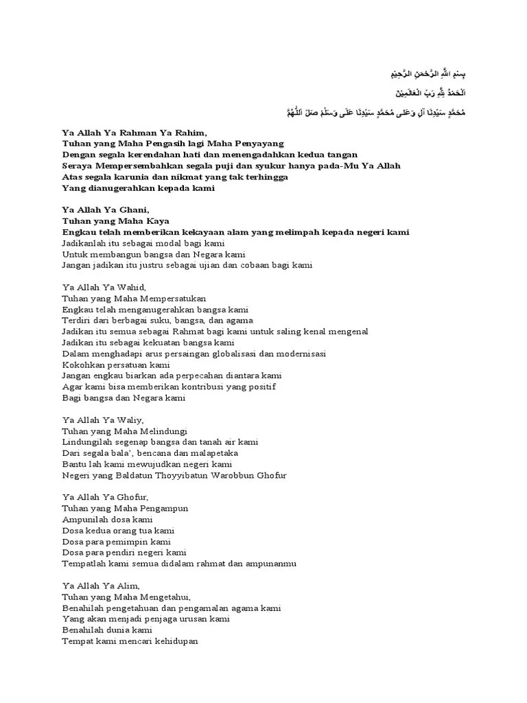 Doa Untuk Persatuan Dan Kesatuan Bangsa | PDF