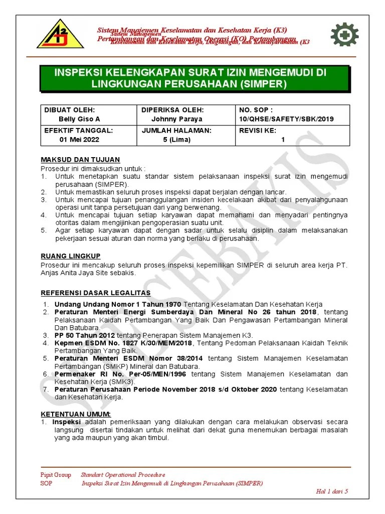 SOP Inspeksi SIMPER | PDF