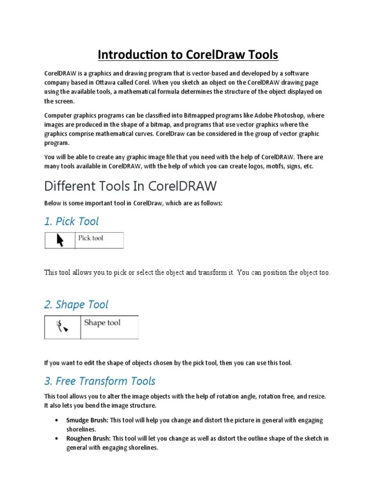 Introduction To CorelDraw Tools | PDF | Computer Graphics | Graphics