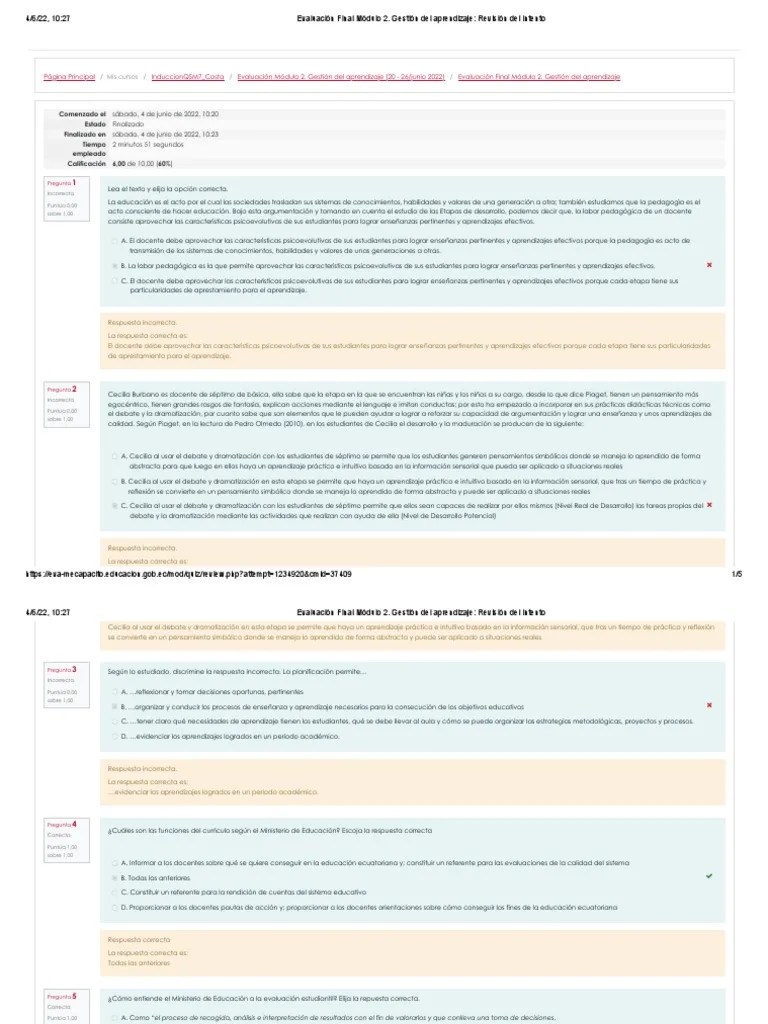 Evaluación Final Módulo 2. Gestión Del Aprendizaje - Revisión Del ...