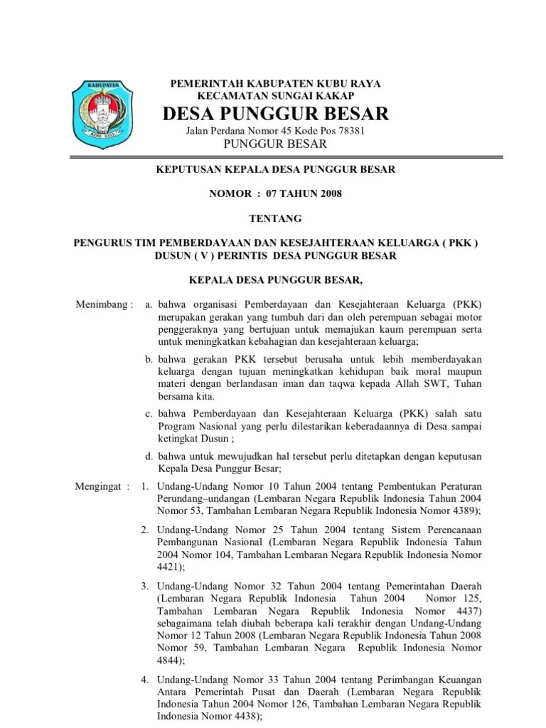 Klik untuk memperluas informasi dokumen. Contoh Sk Dasawisma Pkk - Guru Paud