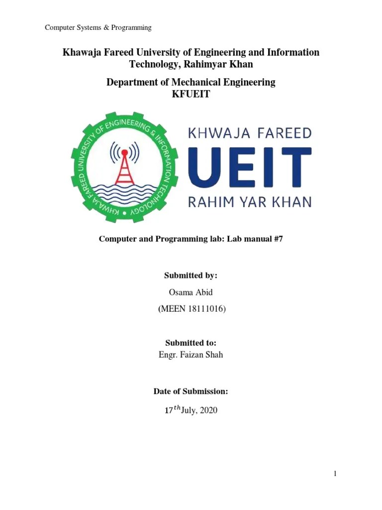 Lab 7 Done | PDF | Array Data Structure | Integer (Computer Science)