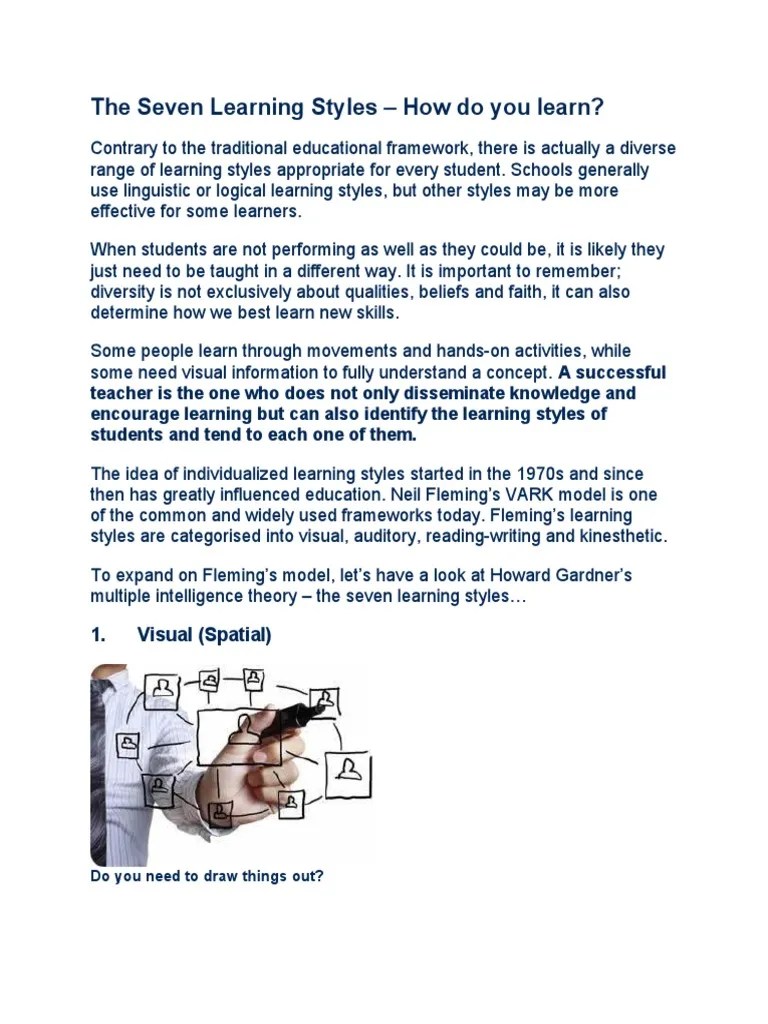 The Seven Learning Styles | PDF | Learning Styles | Learning