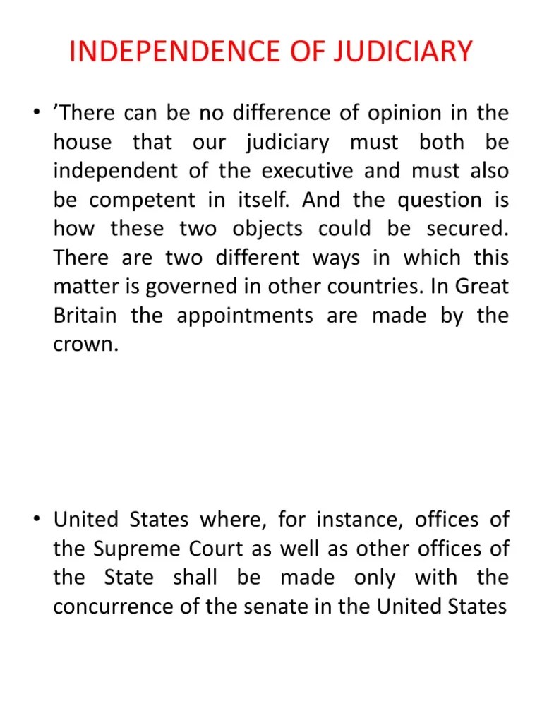 Independence Of Judiciary | PDF | Supreme Court Of India | Judiciaries