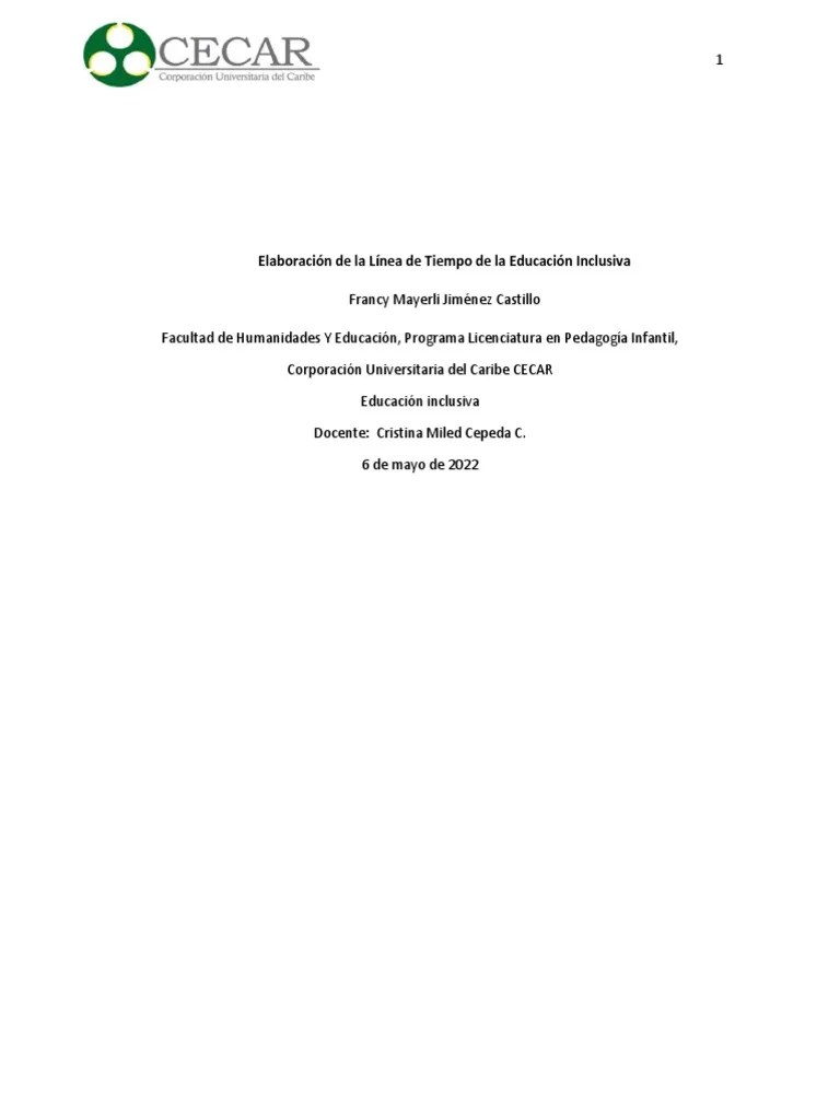 Linea De Tiempo De La Educación Inclusiva | PDF | Invalidez | Educación Especial