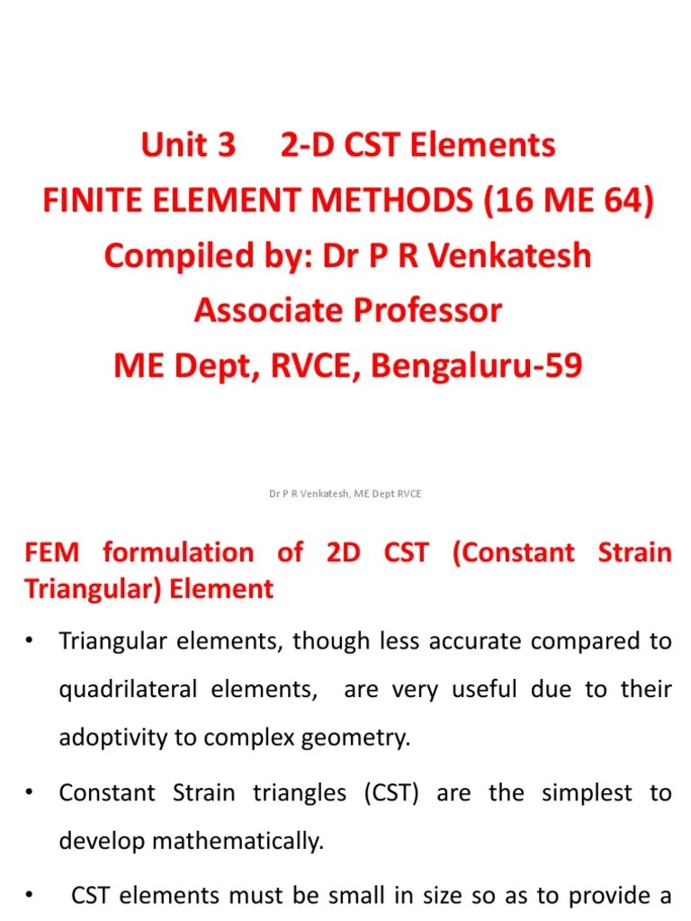 Unit 3 2-D CST Element | PDF | Finite Element Method | Linear Algebra