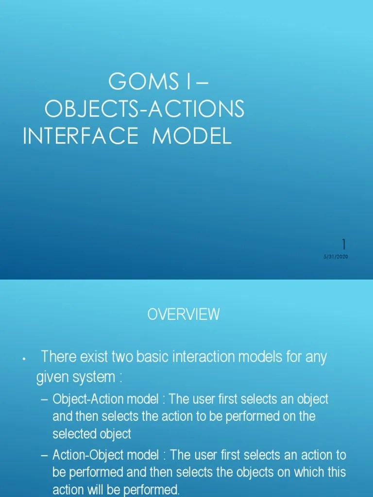 LECTURE 7 Objects-Actions Interface Model | PDF | Computing | Cognitive ...